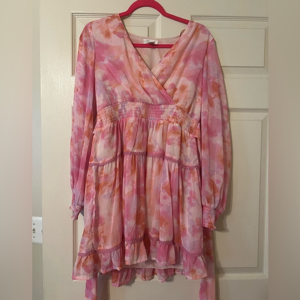 Pink dress with print
